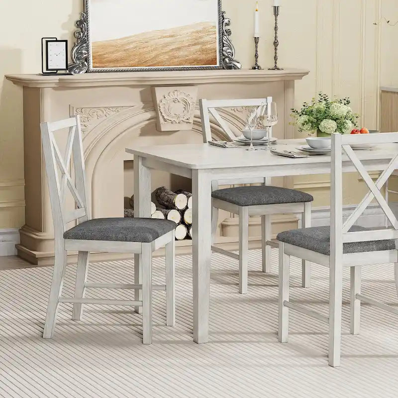 Chaises de salle à manger modernes en bois massif, revêtues de tissu lin