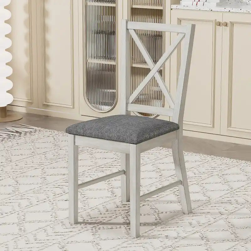 Chaises de salle à manger modernes en bois massif, revêtues de tissu lin
