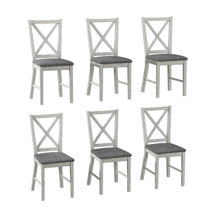 Chaises de salle à manger modernes en bois massif, revêtues de tissu lin