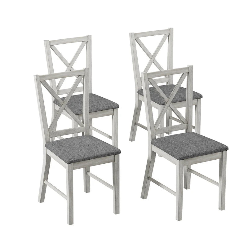 Chaises de salle à manger modernes en bois massif, revêtues de tissu lin