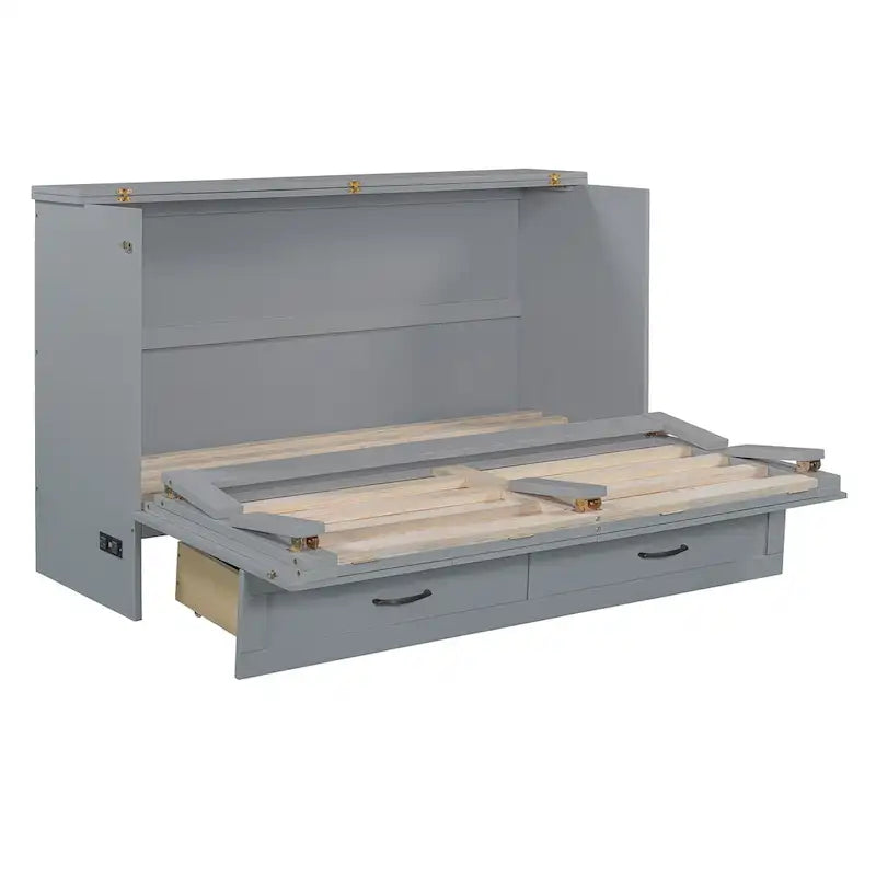 Lit escamotable pliable Queen Size avec tiroirs de rangement et port USB, lit mural gain de place