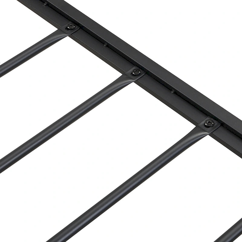 Lit plateforme en métal pleine grandeur avec tête de lit rembourrée avec rangement et doublure USB