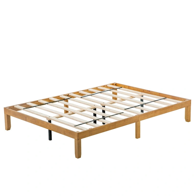 Lit plateforme en bois Queen Size avec sommier à lattes robustes pour chambre à coucher