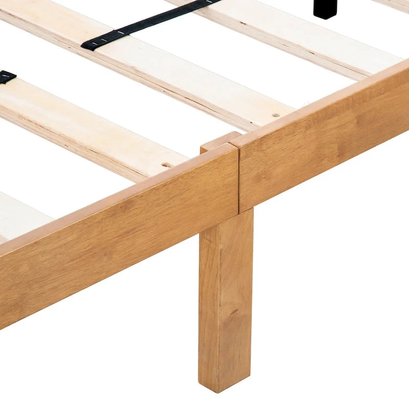 Lit plateforme en bois Queen Size avec sommier à lattes robustes pour chambre à coucher