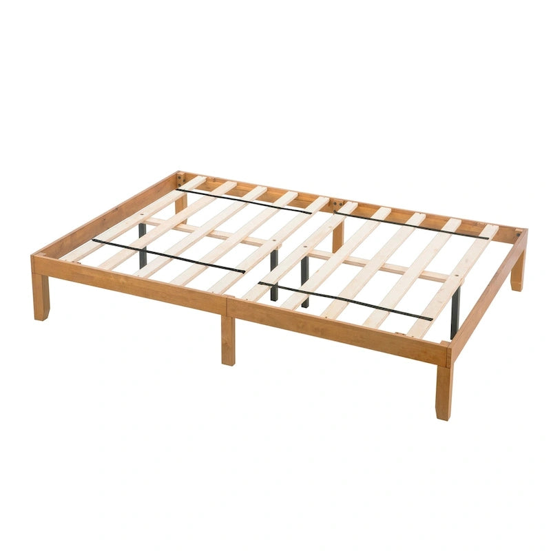 Lit plateforme en bois Queen Size avec sommier à lattes robustes pour chambre à coucher