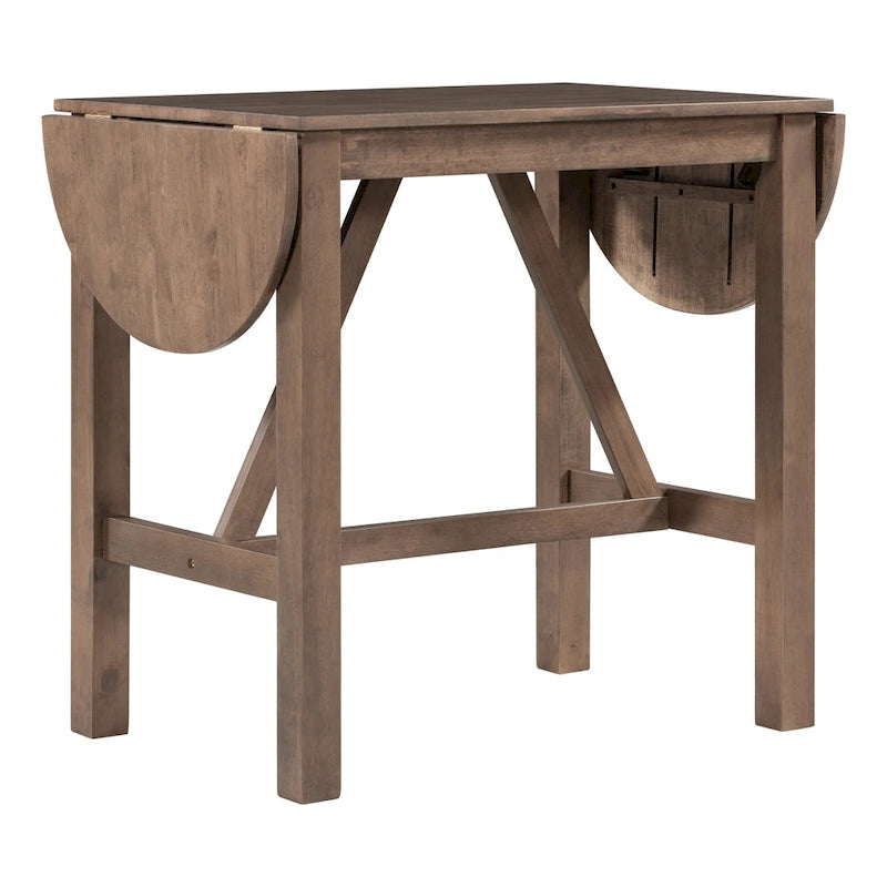 Ensemble de salle à manger rustique 3 pièces avec table à abattant et 2 chaises