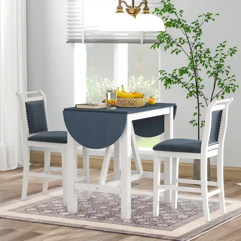 Ensemble de salle à manger rustique 3 pièces avec table à abattant et 2 chaises
