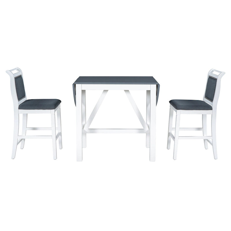 Ensemble de salle à manger rustique 3 pièces avec table à abattant et 2 chaises