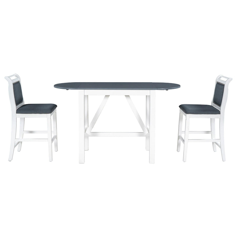 Ensemble de salle à manger rustique 3 pièces avec table à abattant et 2 chaises