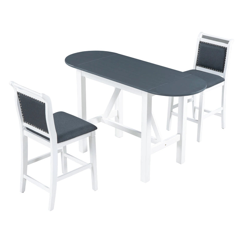 Ensemble de salle à manger rustique 3 pièces avec table à abattant et 2 chaises