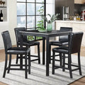 Ensemble de salle à manger moderne 5 pièces avec table carrée haute et 4 chaises rembourrées