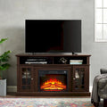 Meuble TV cheminée Espresso 58 avec rangements ouverts et fermés pour téléviseurs jusqu'à 65 pouces