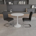 Ensemble de salle à manger moderne 3 pièces avec table ronde et 2 chaises tubulaires hautes en forme de C