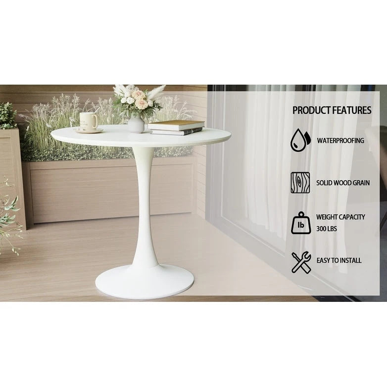 Ensemble de salle à manger moderne 3 pièces avec table ronde et 2 chaises tubulaires hautes en forme de C