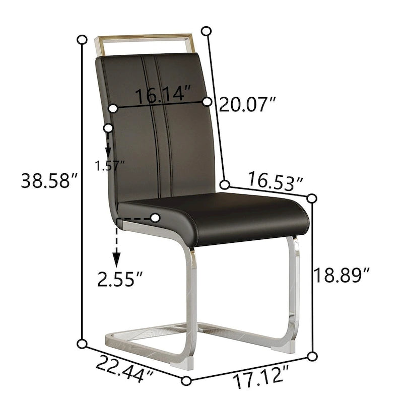 Ensemble de salle à manger moderne 3 pièces avec table ronde et 2 chaises tubulaires hautes en forme de C