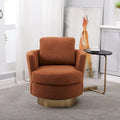 Fauteuil pivotant moderne marron de 75 cm avec piètement en acier inoxydable doré