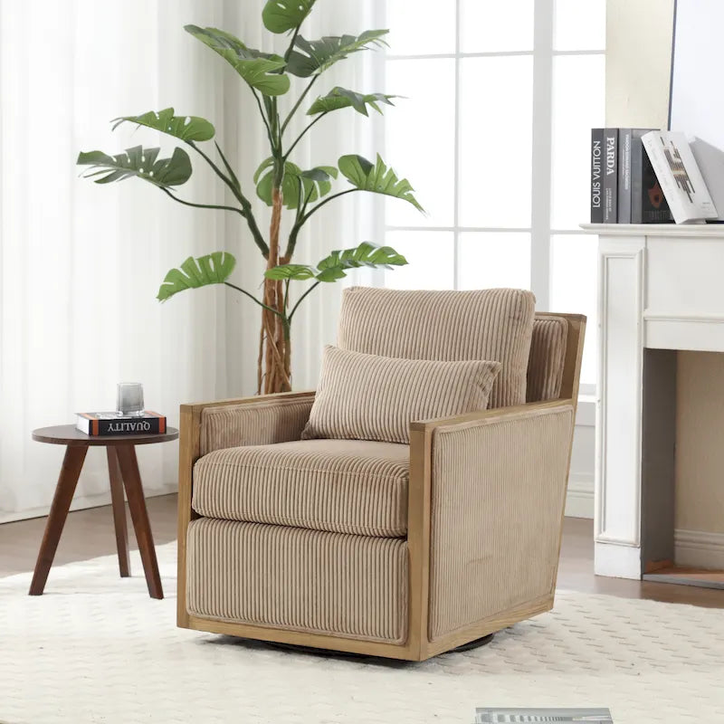 Fauteuil pivotant Camel 26.77 avec cadre en bois dur