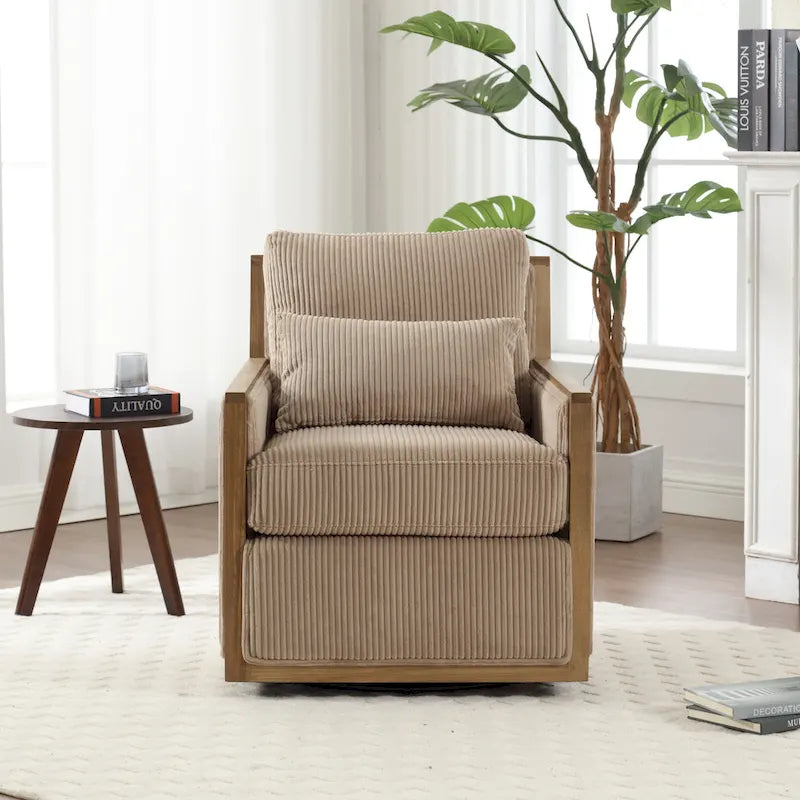 Fauteuil pivotant Camel 26.77 avec cadre en bois dur