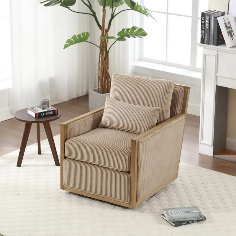 Fauteuil pivotant Camel 26.77 avec cadre en bois dur