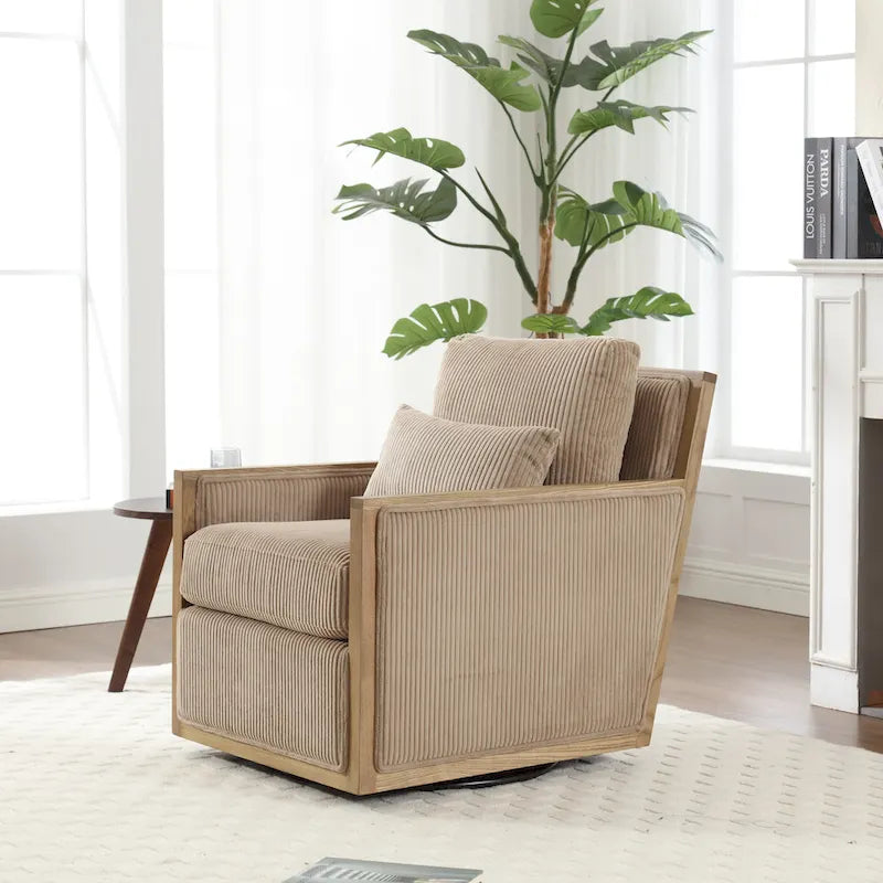 Fauteuil pivotant Camel 26.77 avec cadre en bois dur