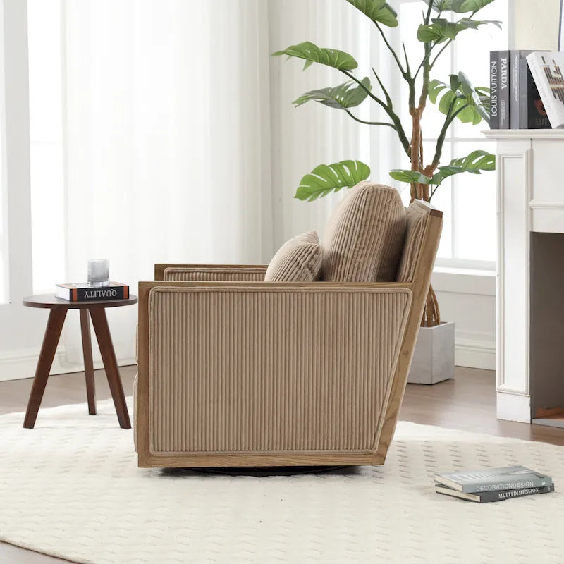Fauteuil pivotant Camel 26.77 avec cadre en bois dur