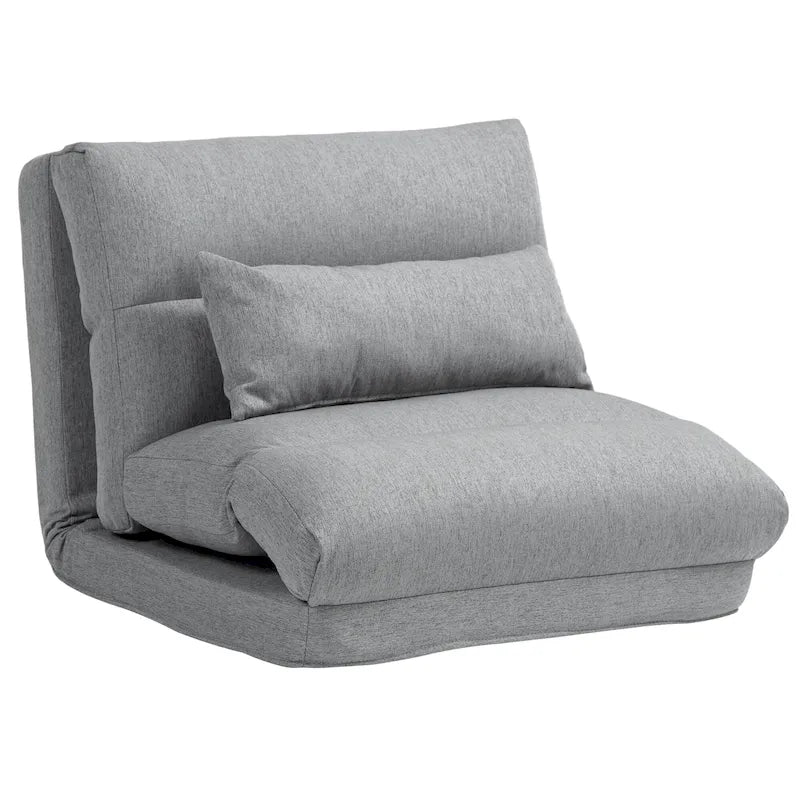 Chaise longue pliante grise de 27,6 pouces avec coussin