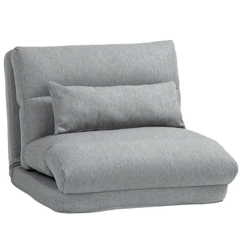Chaise longue pliante grise de 27,6 pouces avec coussin