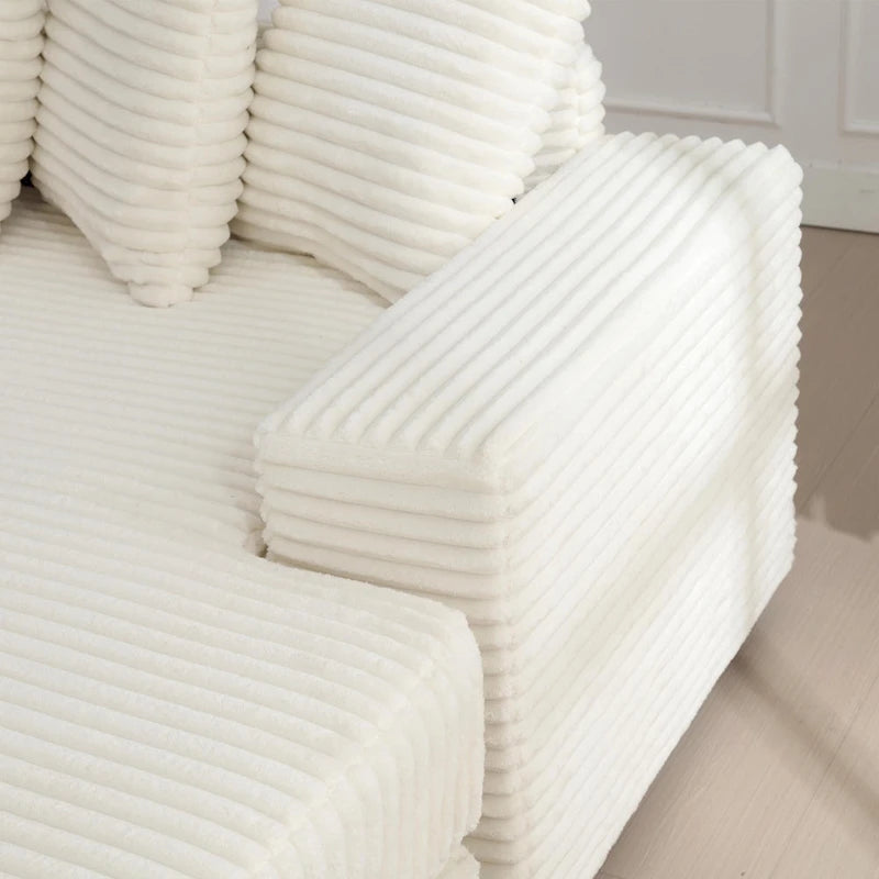 Canapé d'angle en velours côtelé 111 avec méridienne droite surdimensionnée