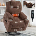 Fauteuil inclinable électrique bleu avec massage à 8 points, soutien lombaire chauffant, deux ports USB et porte-gobelets en acier inoxydable