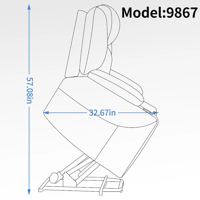 Fauteuil inclinable électrique bleu avec massage à 8 points, soutien lombaire chauffant, deux ports USB et porte-gobelets en acier inoxydable