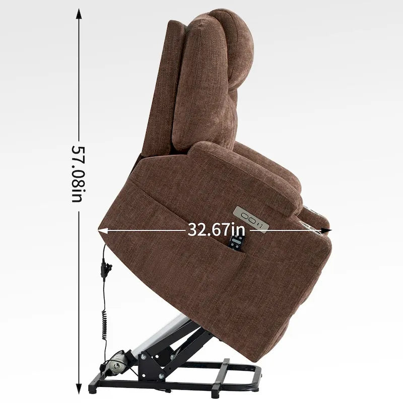 Fauteuil inclinable électrique bleu avec massage à 8 points, soutien lombaire chauffant, deux ports USB et porte-gobelets en acier inoxydable