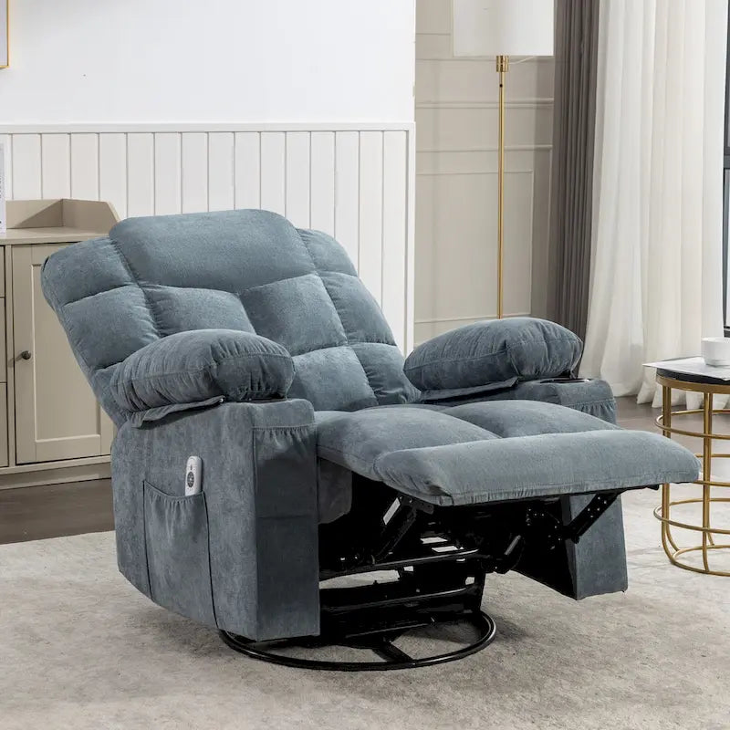 Fauteuil inclinable à bascule surdimensionné gris avec chauffage et port USB