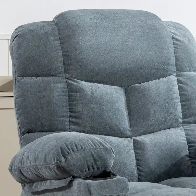 Fauteuil inclinable à bascule surdimensionné gris avec chauffage et port USB