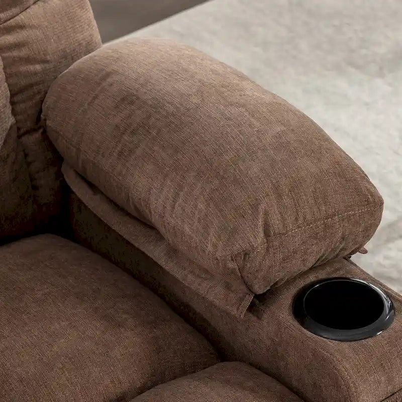 Fauteuil inclinable surdimensionné gris avec fonction chauffante et massante, inclinaison à 150°, fonction berçante à 30°, chargement USB et 2 porte-gobelets