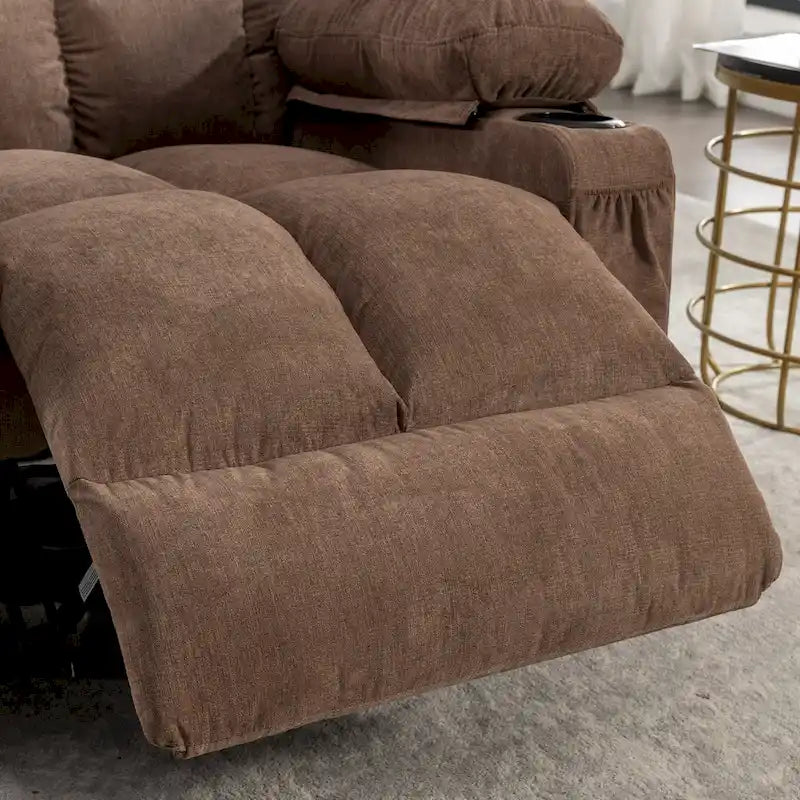 Fauteuil inclinable surdimensionné gris avec fonction chauffante et massante, inclinaison à 150°, fonction berçante à 30°, chargement USB et 2 porte-gobelets