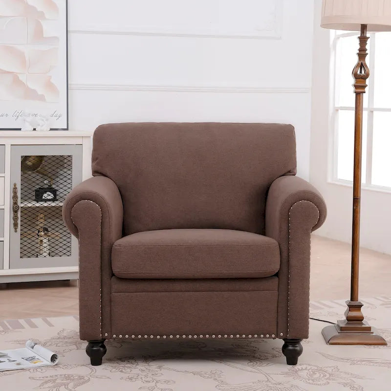Fauteuil d'appoint marron 37,4 cm avec clous décoratifs