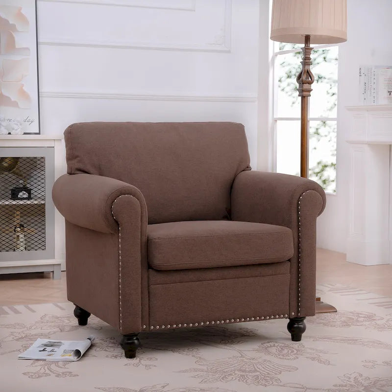 Fauteuil d'appoint marron 37,4 cm avec clous décoratifs