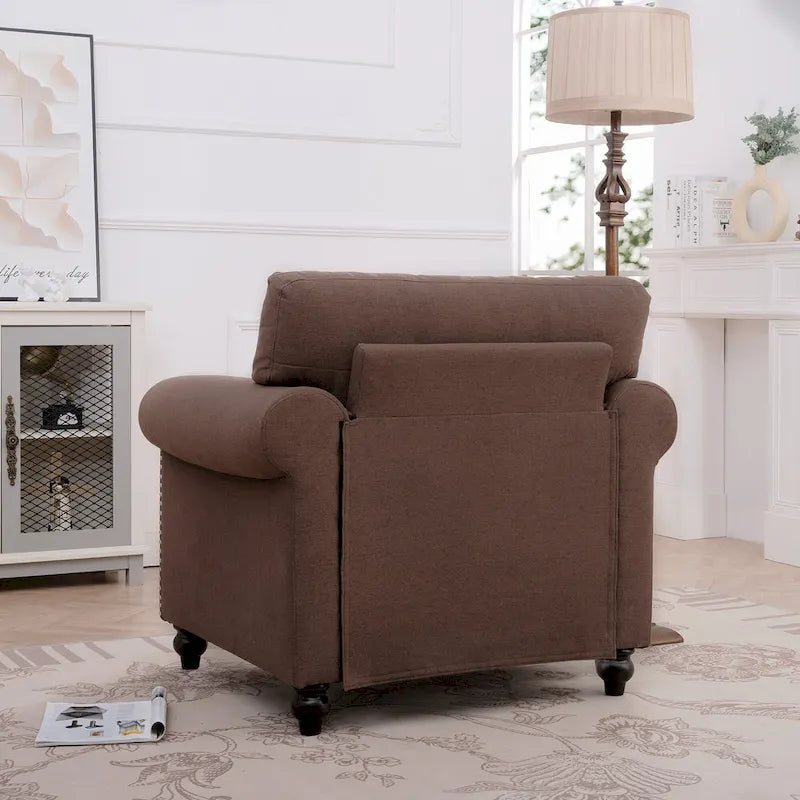 Fauteuil d'appoint marron 37,4 cm avec clous décoratifs