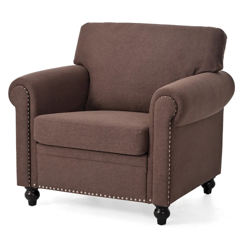 Fauteuil d'appoint marron 37,4 cm avec clous décoratifs