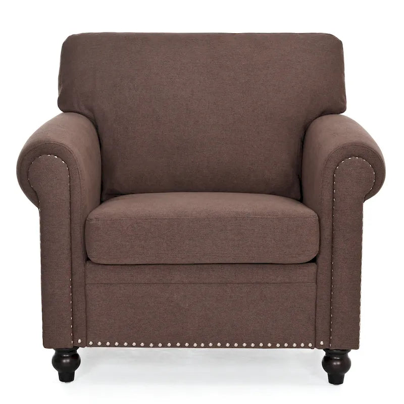 Fauteuil d'appoint marron 37,4 cm avec clous décoratifs