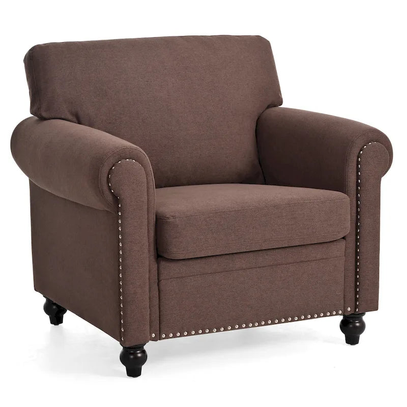 Fauteuil d'appoint marron 37,4 cm avec clous décoratifs