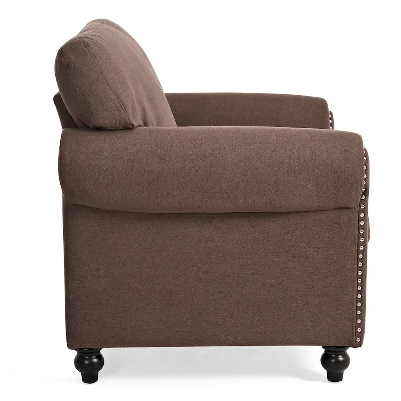 Fauteuil d'appoint marron 37,4 cm avec clous décoratifs