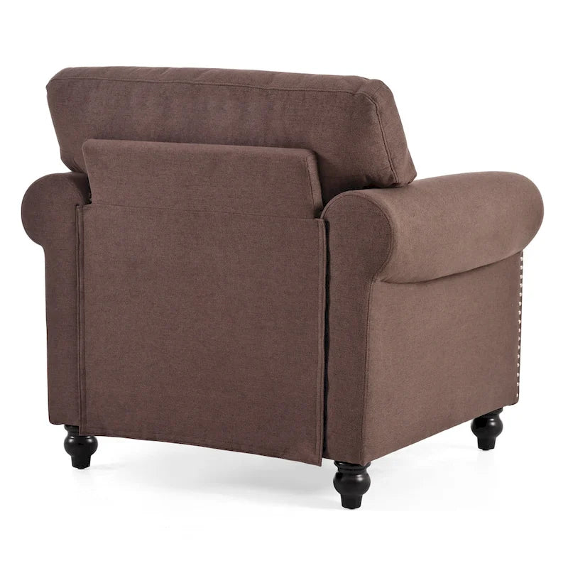 Fauteuil d'appoint marron 37,4 cm avec clous décoratifs