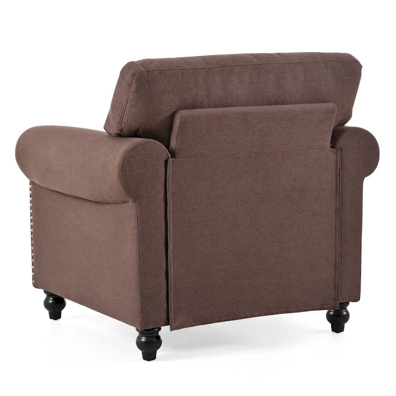 Fauteuil d'appoint marron 37,4 cm avec clous décoratifs