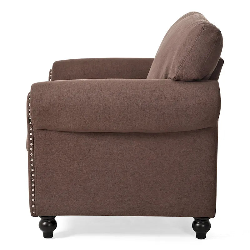Fauteuil d'appoint marron 37,4 cm avec clous décoratifs