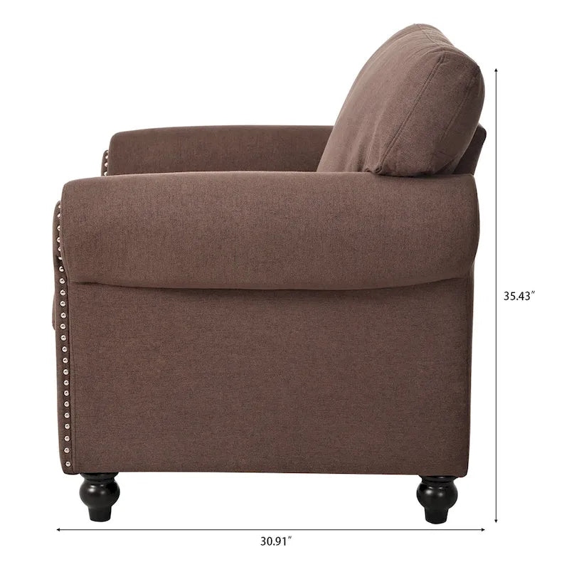 Fauteuil d'appoint marron 37,4 cm avec clous décoratifs