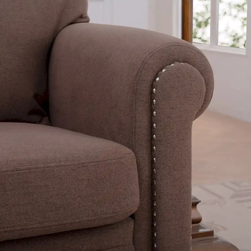 Fauteuil d'appoint marron 37,4 cm avec clous décoratifs
