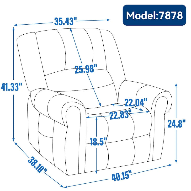 Fauteuil inclinable électrique en cuir véritable marron avec double moteur, massage chauffant, ports USB et inclinaison infinie