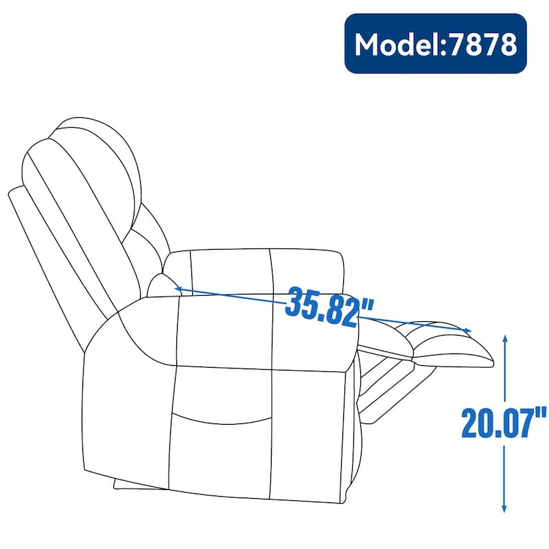Fauteuil inclinable électrique en cuir véritable marron avec double moteur, massage chauffant, ports USB et inclinaison infinie