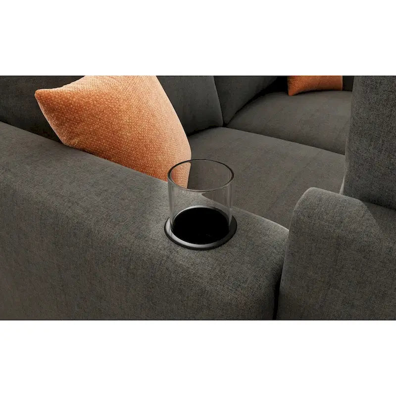 Canapé d'angle modulaire 4 places en forme de U gris 123 avec poufs de rangement, facile à monter et à transporter